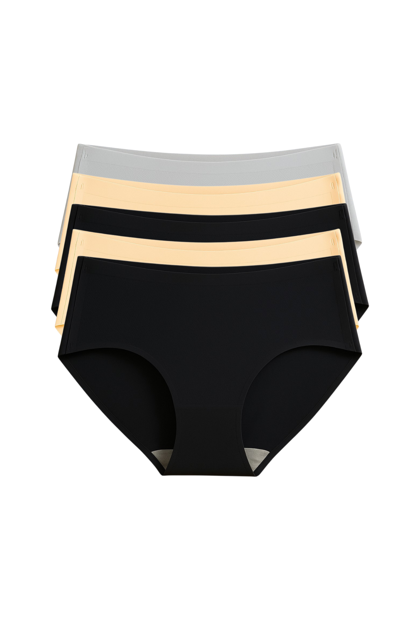 Seamless Bonded Hipster Panty - Black, Black, Beige, Beige & Grey