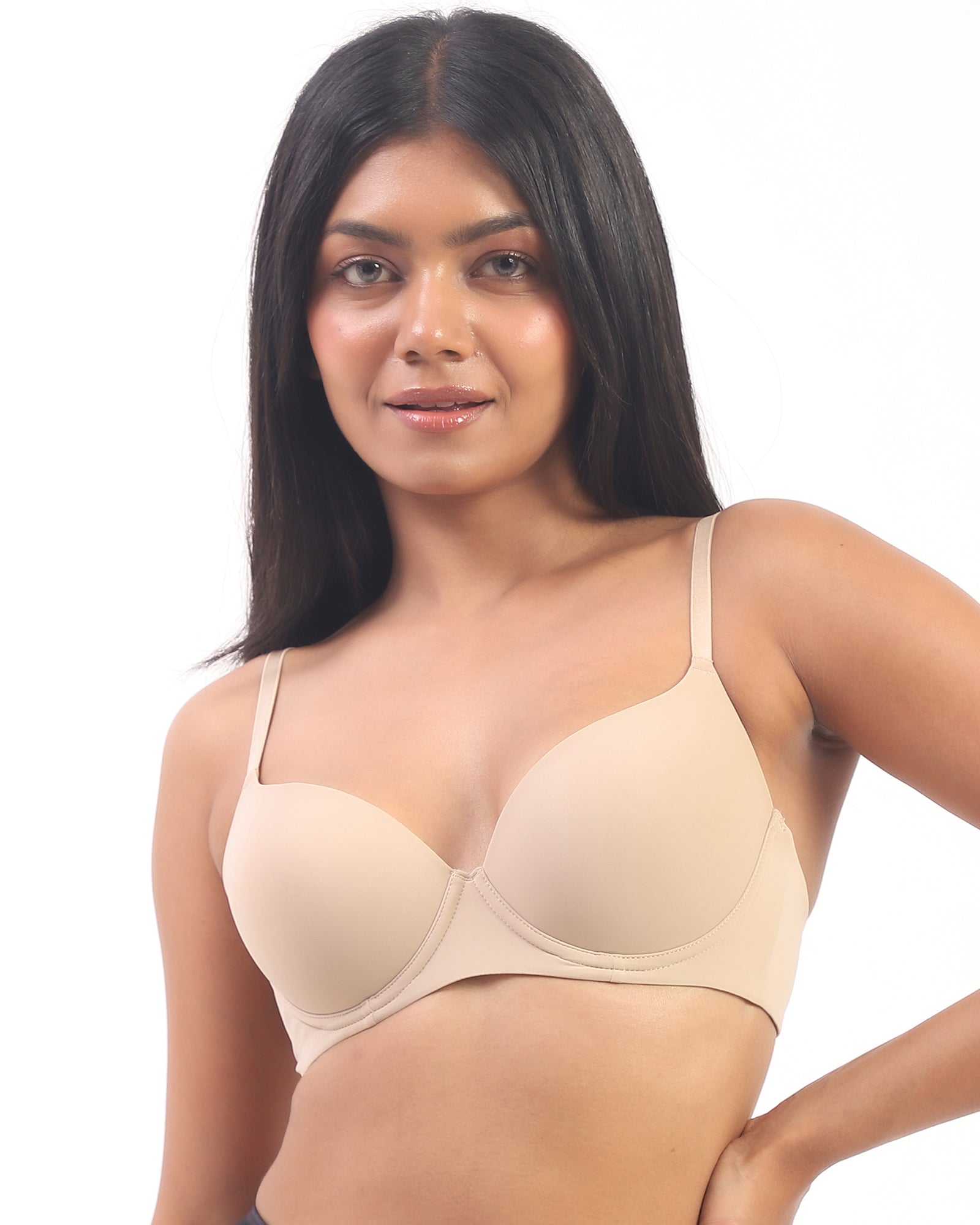 Nina- Padded Underwired T-shirt Bra in Beige