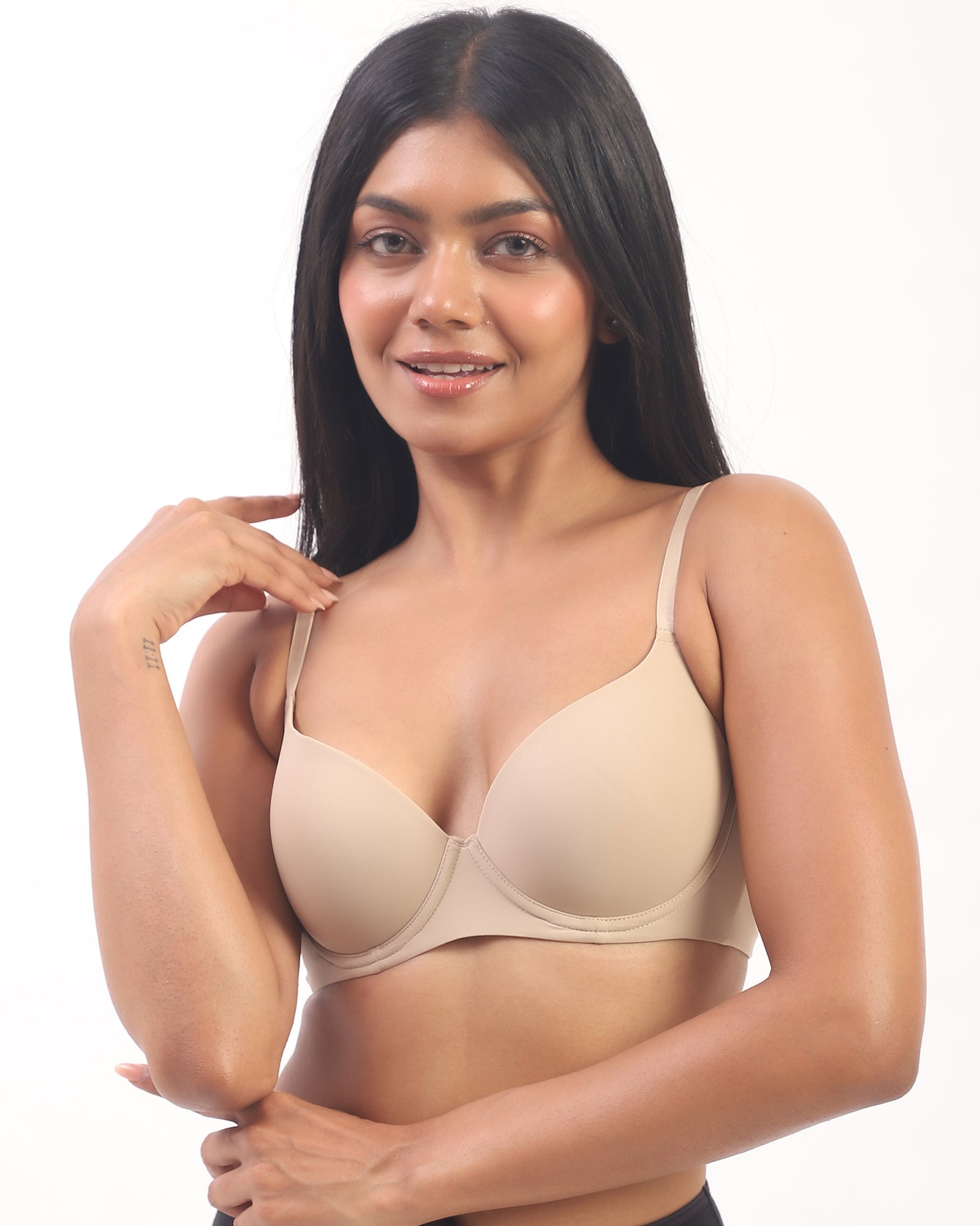 Nina- Padded Underwired T-shirt Bra in Beige