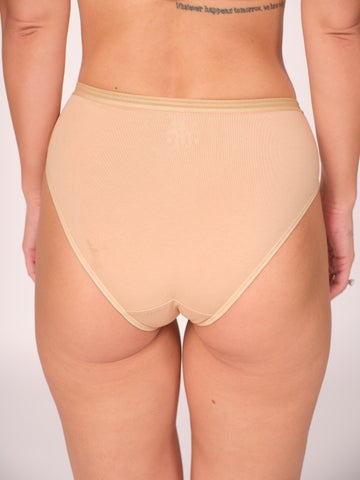 Mid Waist Hipster Panty With Outer Elastic Bundle Of 5 - ( 5 Beige )