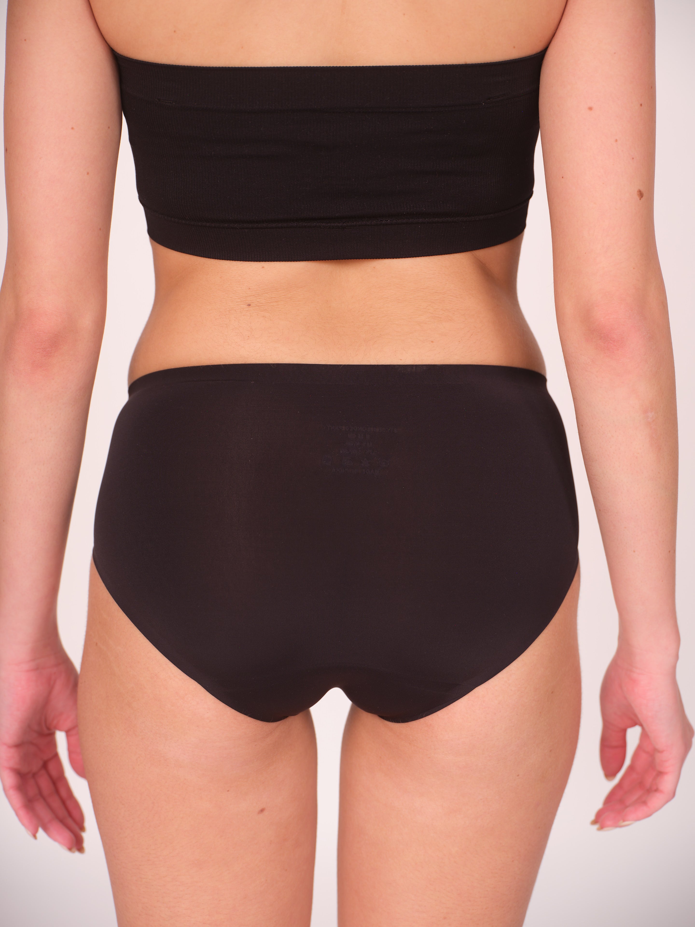 Seamless Bonded Hipster Panty - Black & Black