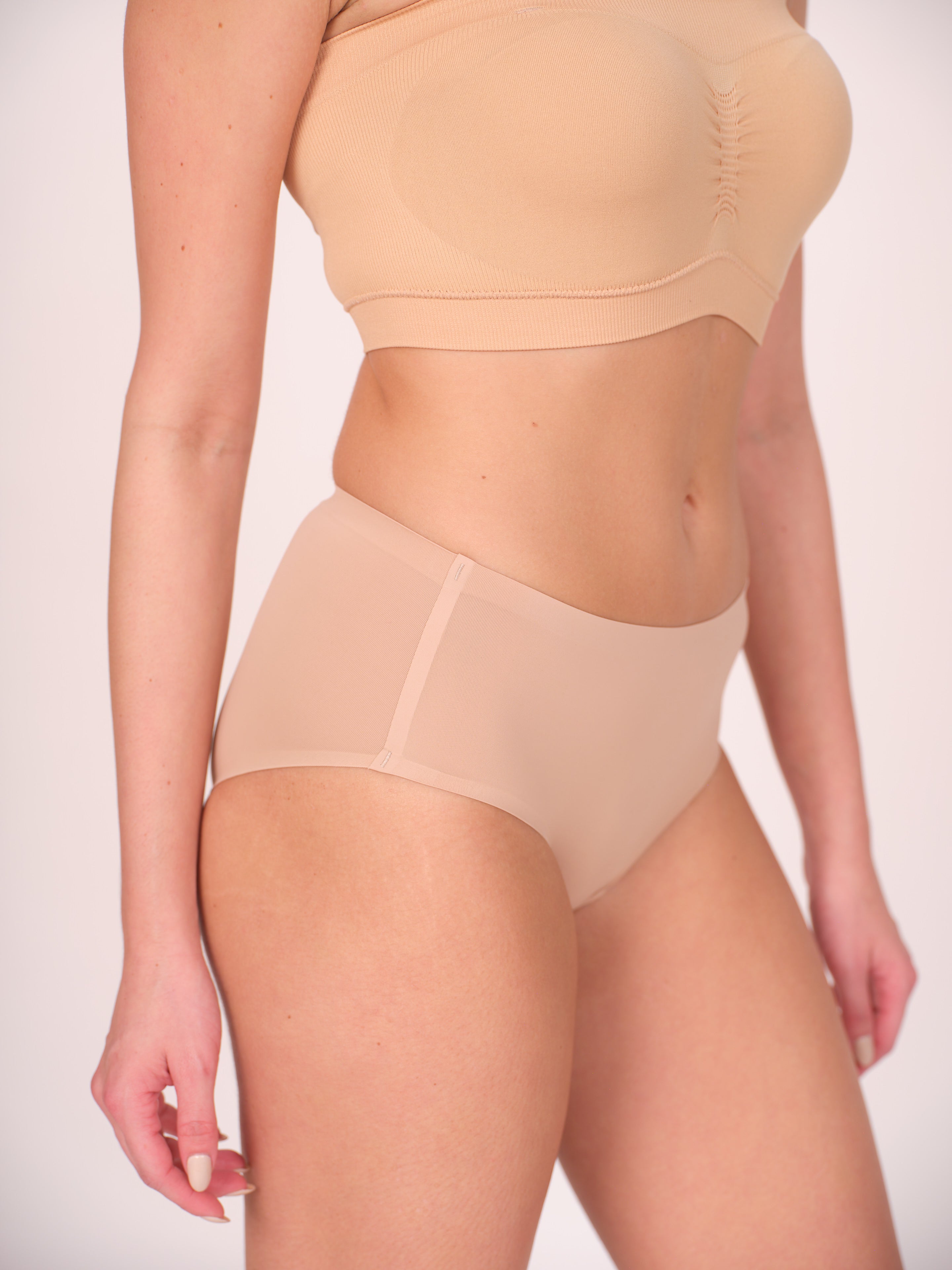 Seamless Bonded Hipster Panty - Beige, Beige & Beige