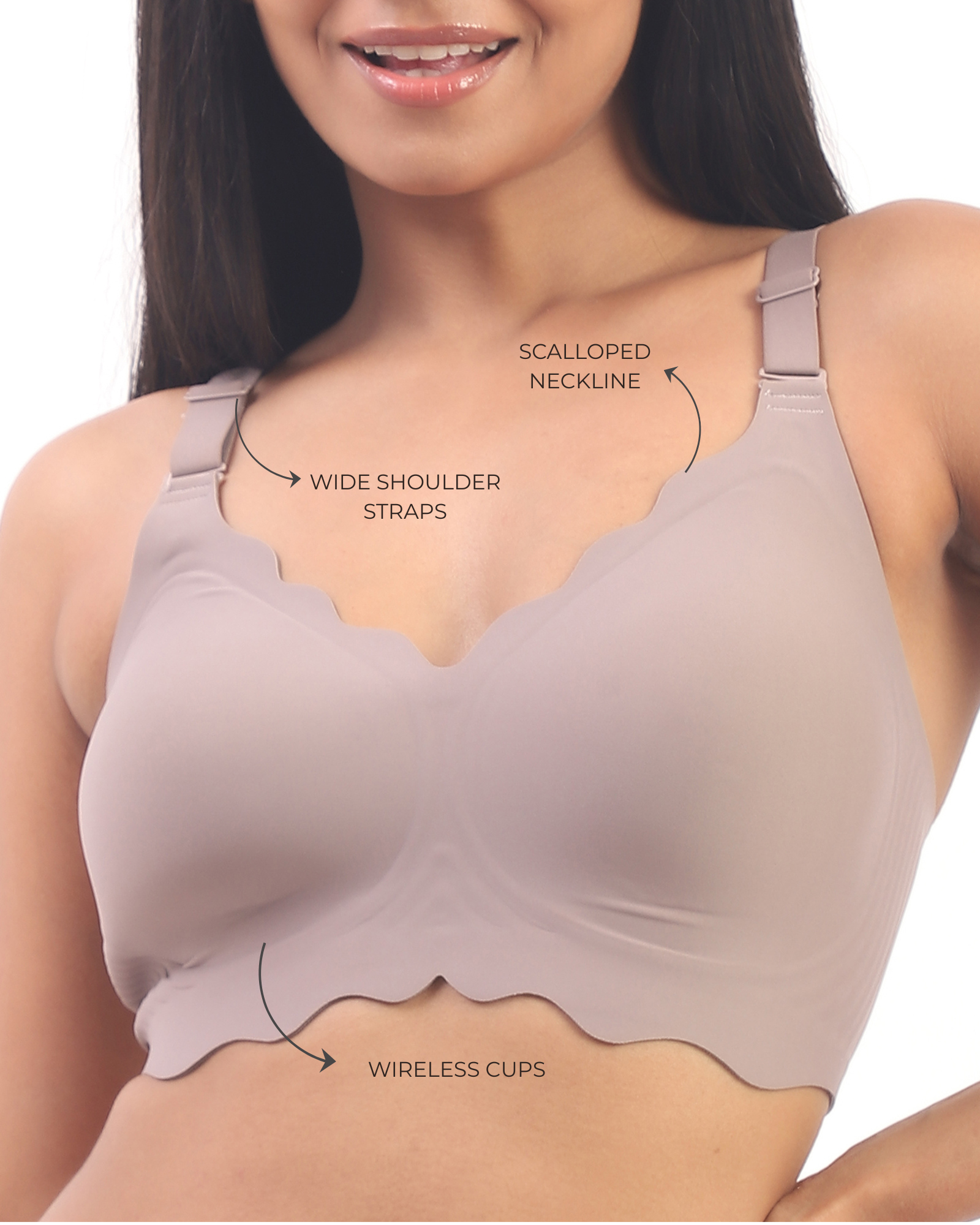 Sofia – Gray Seamless Wireless All Day Bra