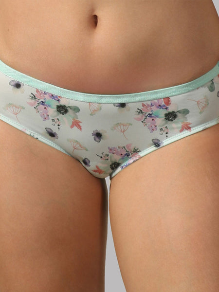 Mid Rise Full Coverage Printed Lacy Brief Panty
