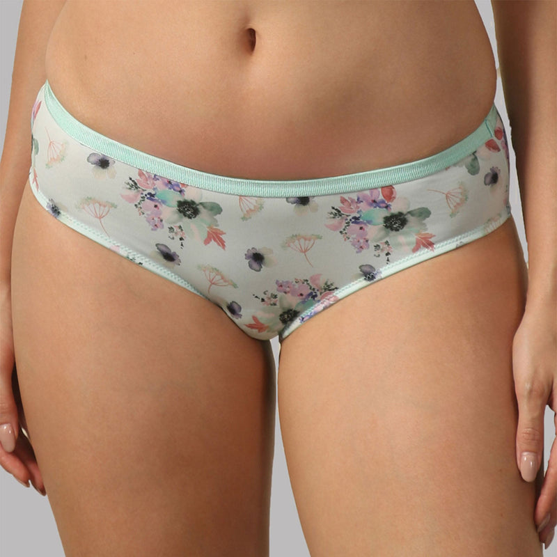 Mid Rise Full Coverage Printed Lacy Brief Panty