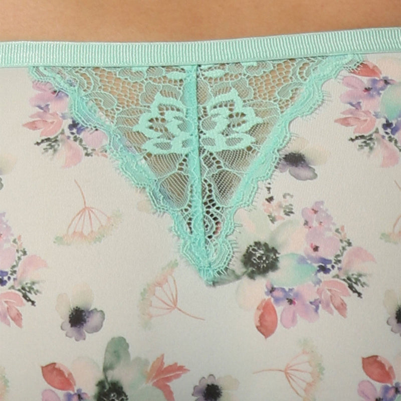 Mid Rise Full Coverage Printed Lacy Brief Panty