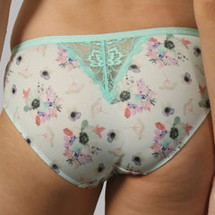 Mid Rise Full Coverage Printed Lacy Brief Panty