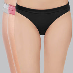 SOIE Woman - Low Rise Cotton Spandex Bikini (Assorted Pack of 3) - Panty -for Women
