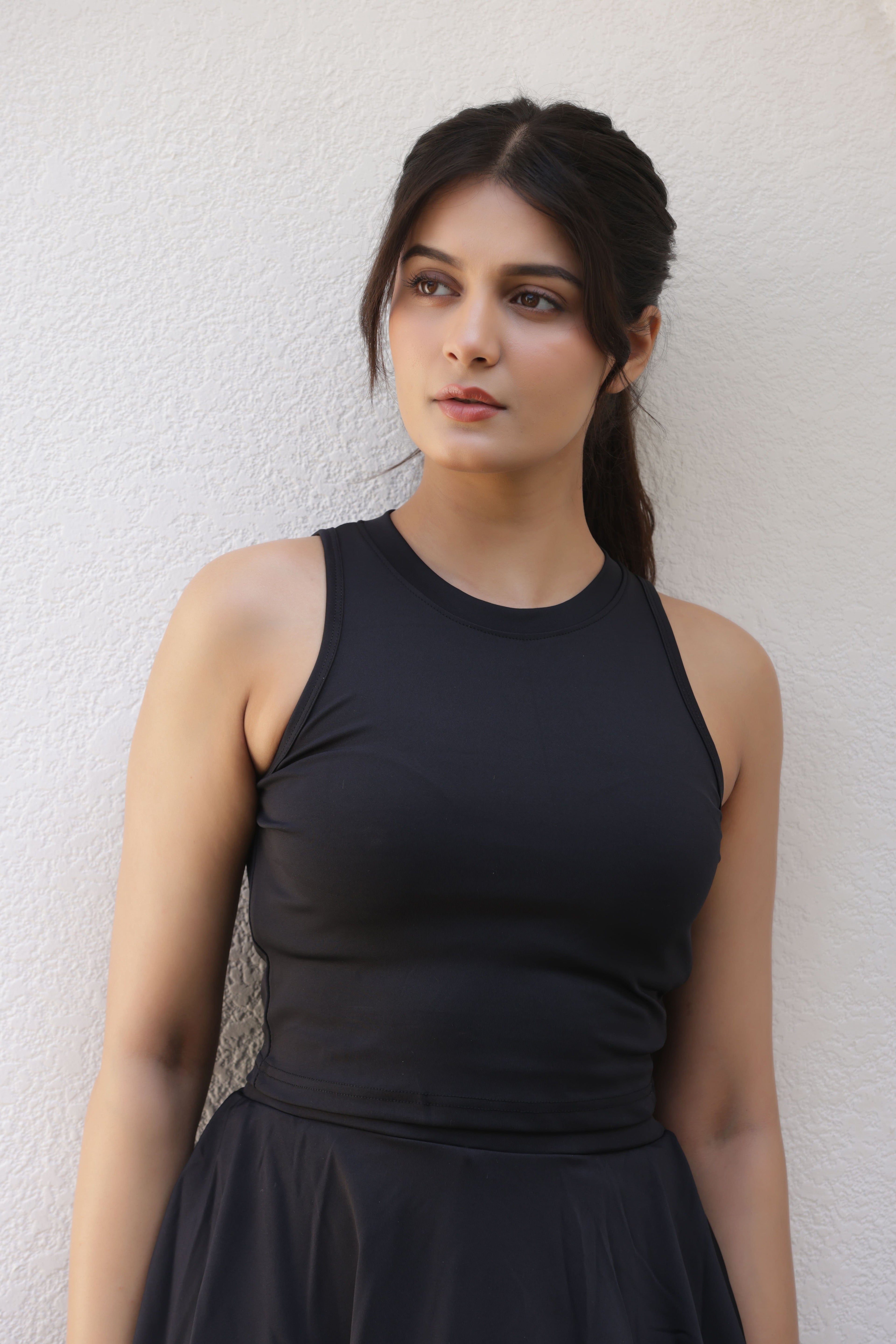 The Veronica 2-in-1 High-Waisted Active Skort Set - Black