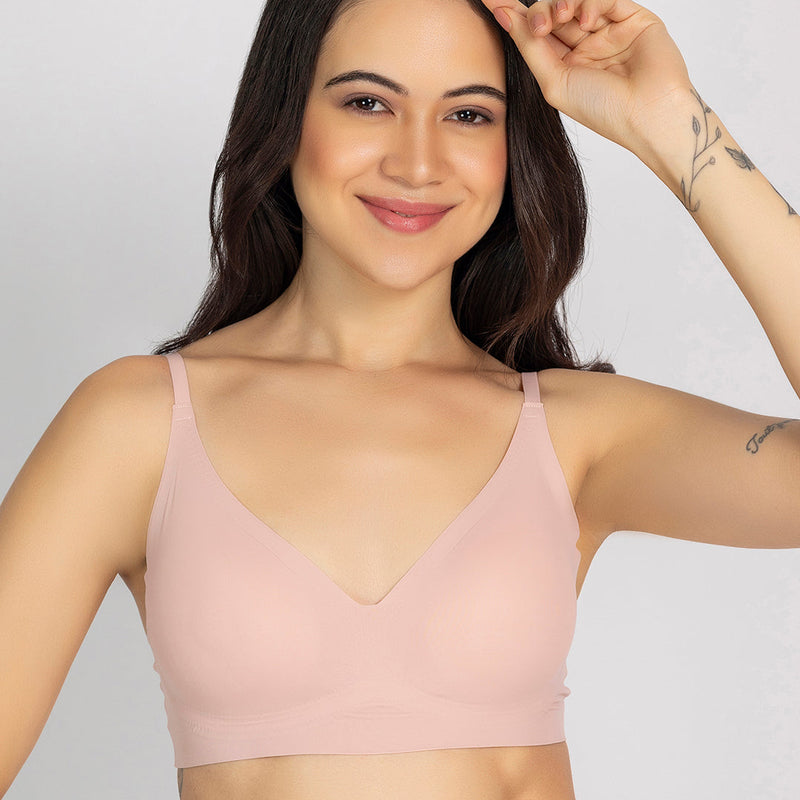 Chelvet Light Pink Seamless Padded Slip-on Bra