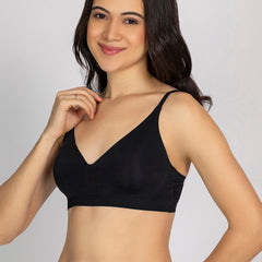 Chelvet Black Seamless Padded Slip-on Bra