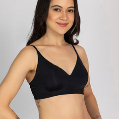 Chelvet Black Seamless Padded Slip-on Bra