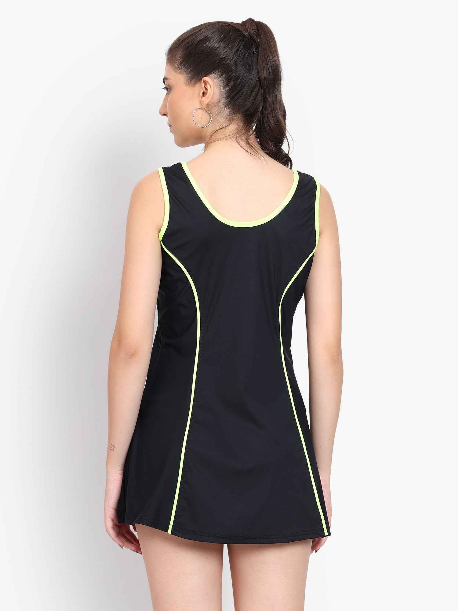Sleeveless Colourblocked Swim Legsuit With Full Coverage