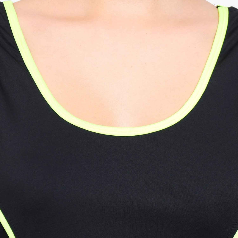 Sleeveless Colourblocked Swim Legsuit With Full Coverage