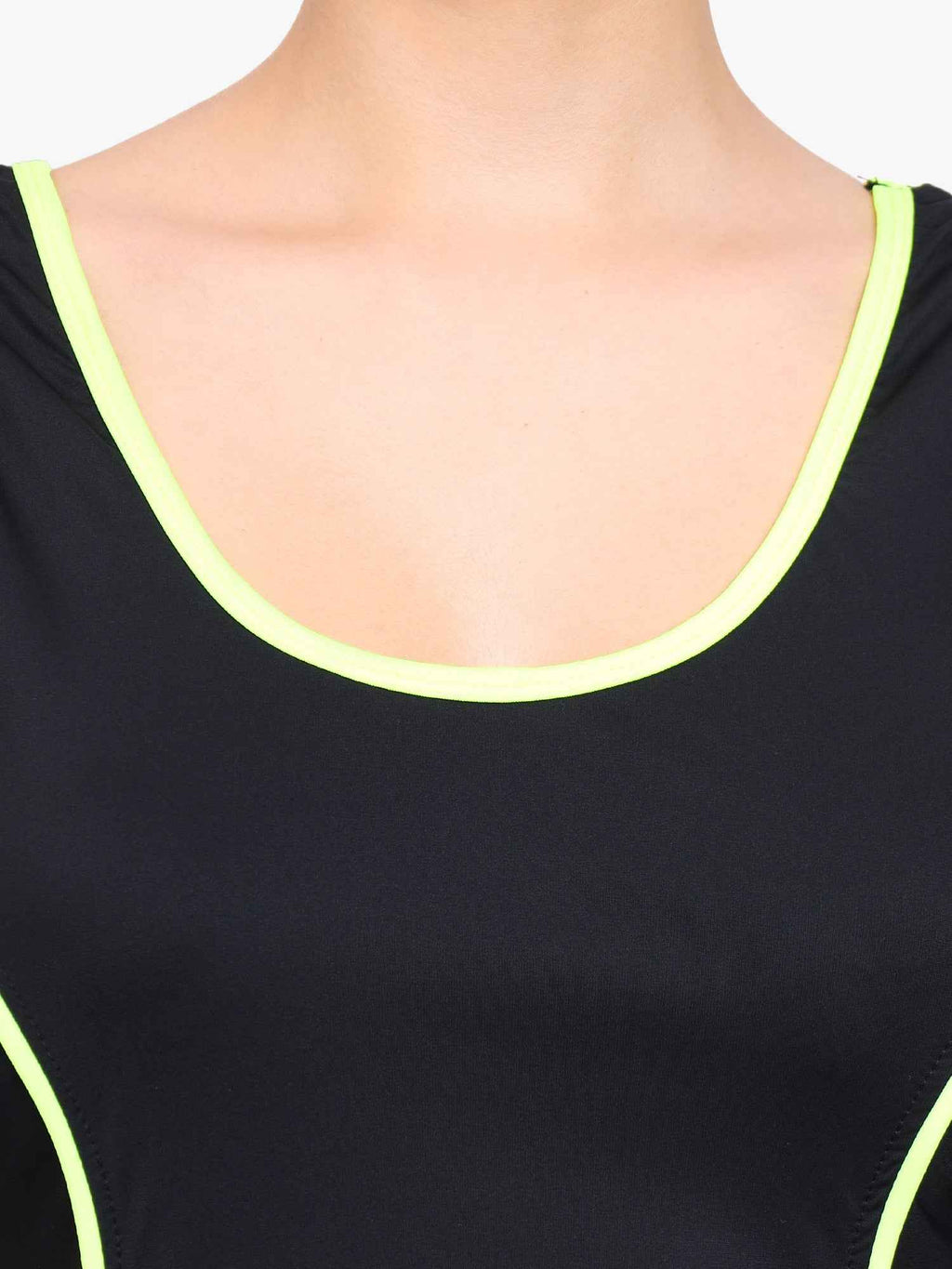 Sleeveless Colourblocked Swim Legsuit With Full Coverage