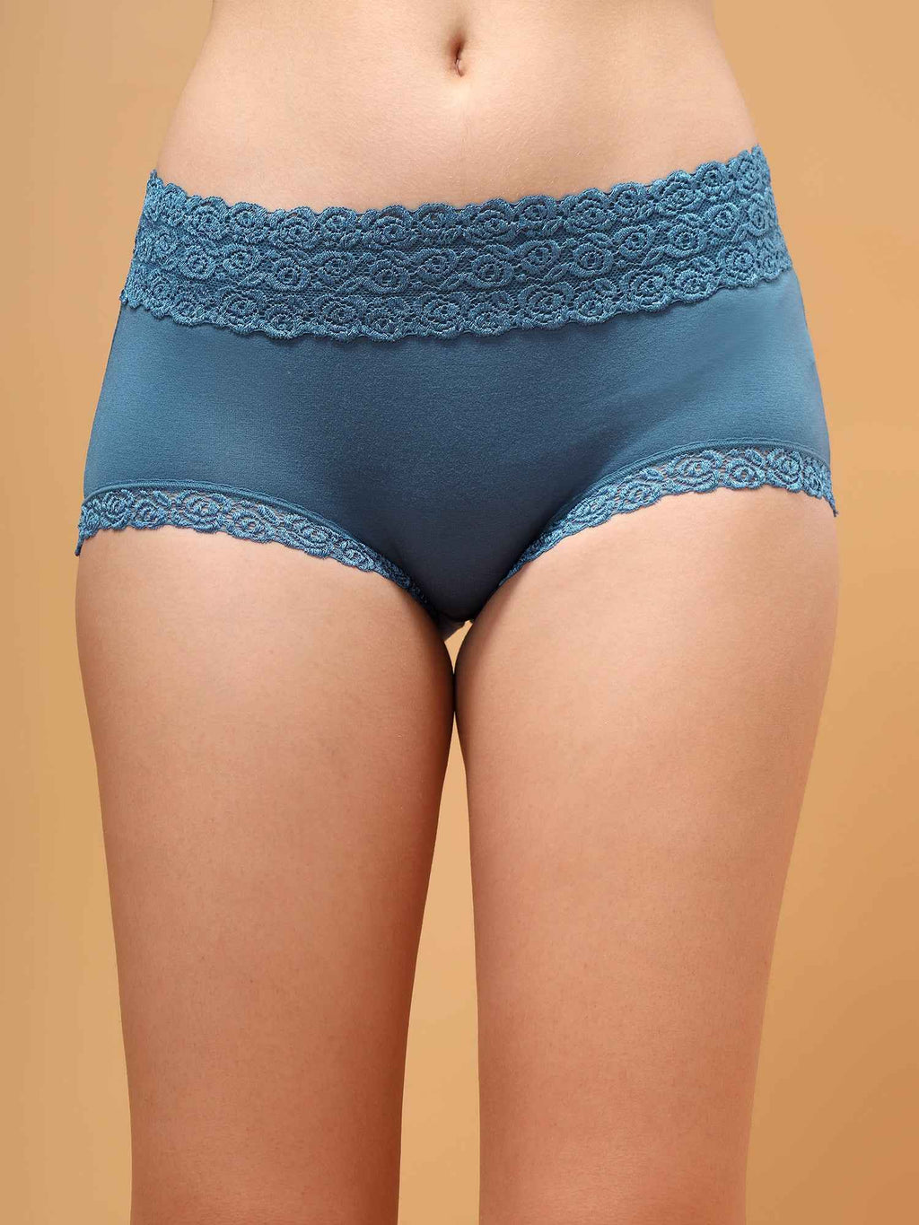 Women Green Mid rise Lace Shape and Support Anti-Odour Hipster Full Coverage Briefs