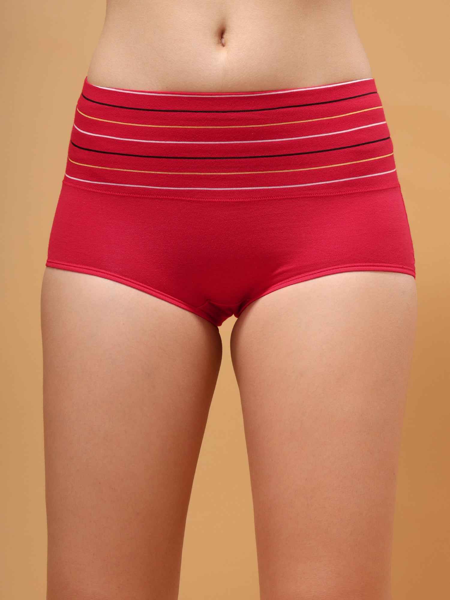 Women Striped Hipster Briefs High Waist Full Coverage Panty