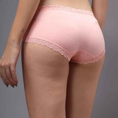 Women Front Lace Net Back Cotton Mid-Waist Hipster Panties