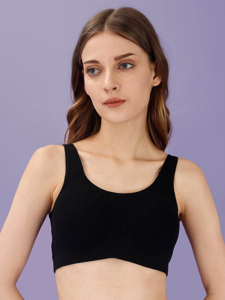 SOIE Woman - Non Wired Non Padded Full Coverage Low Impact Slip on Sports Bra - Lounge Bra -for Women