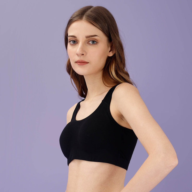 SOIE Woman - Non Wired Non Padded Full Coverage Low Impact Slip on Sports Bra - Lounge Bra -for Women