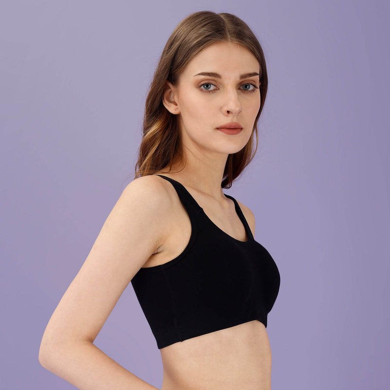 SOIE Woman - Non Wired Non Padded Full Coverage Low Impact Slip on Sports Bra - Lounge Bra -for Women