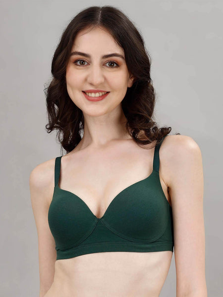 SOIE Woman - Lightly Padded Non Wired Stretch Cotton Full Coverage T-Shirt Bra with Push-up look - Bra -for Women