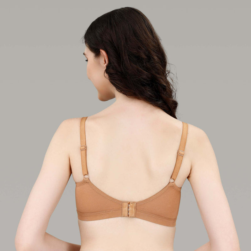 Lightly Padded Non Wired Stretch Cotton Full Coverage T-Shirt Bra with Push-up look