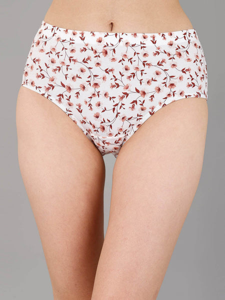 SOIE Woman - High Waist Full Coverage Printed Stretch Cotton Briefs (Pack of 3) - Panty -for Women