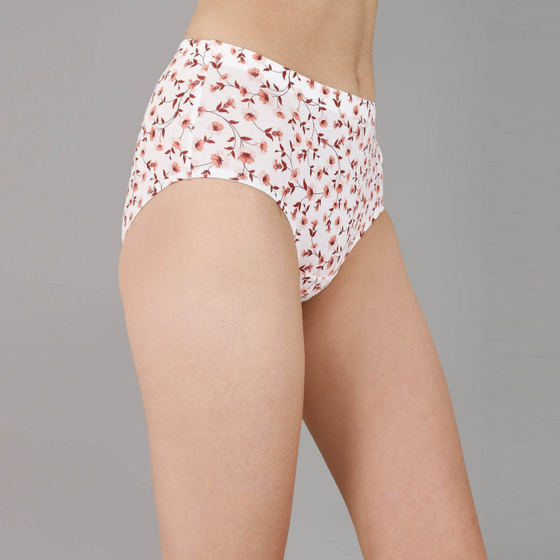 SOIE Woman - High Waist Full Coverage Printed Stretch Cotton Briefs (Pack of 3) - Panty -for Women