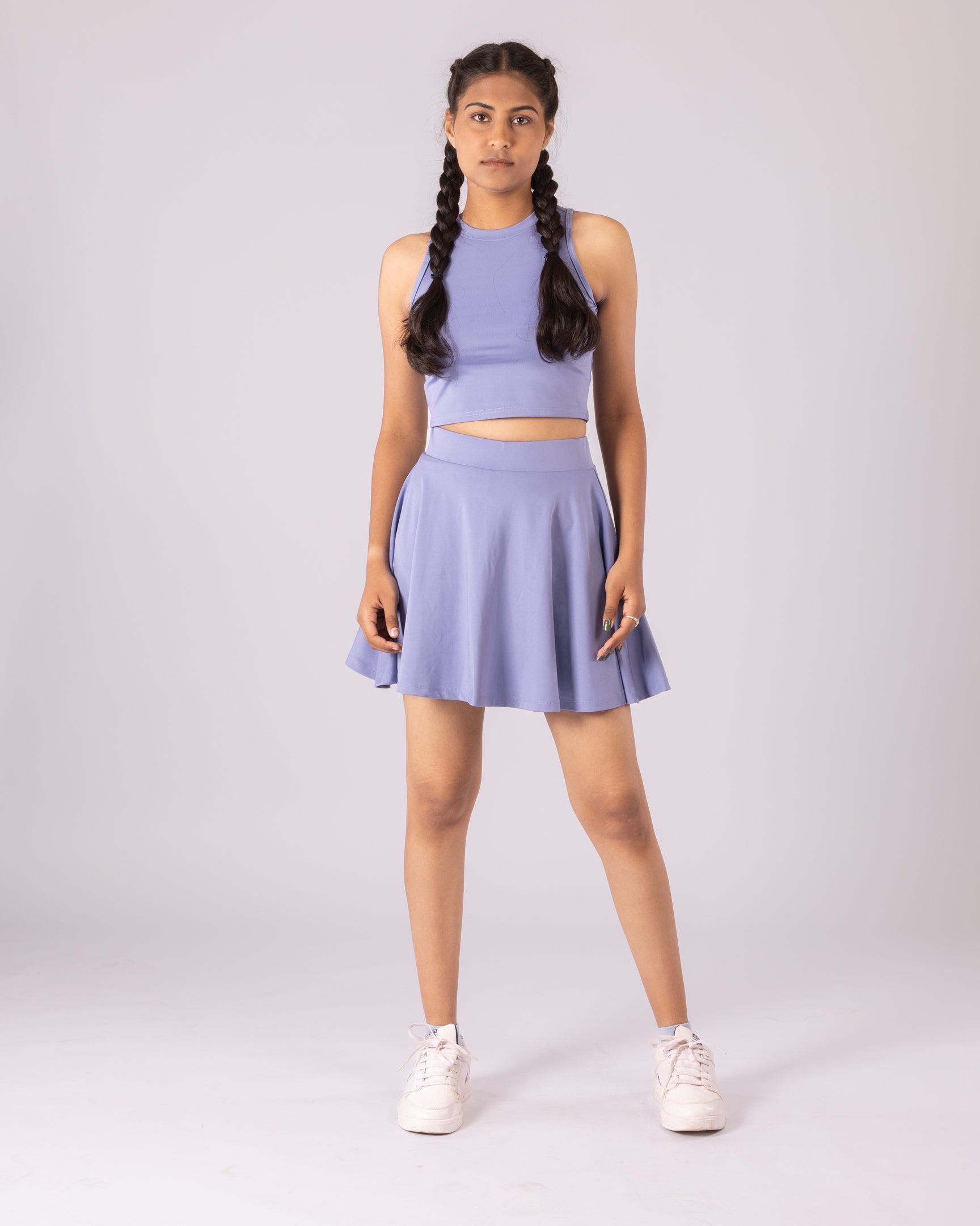 The Veronica 2-in-1 High-Waisted Active Skort Set - Powder Blue