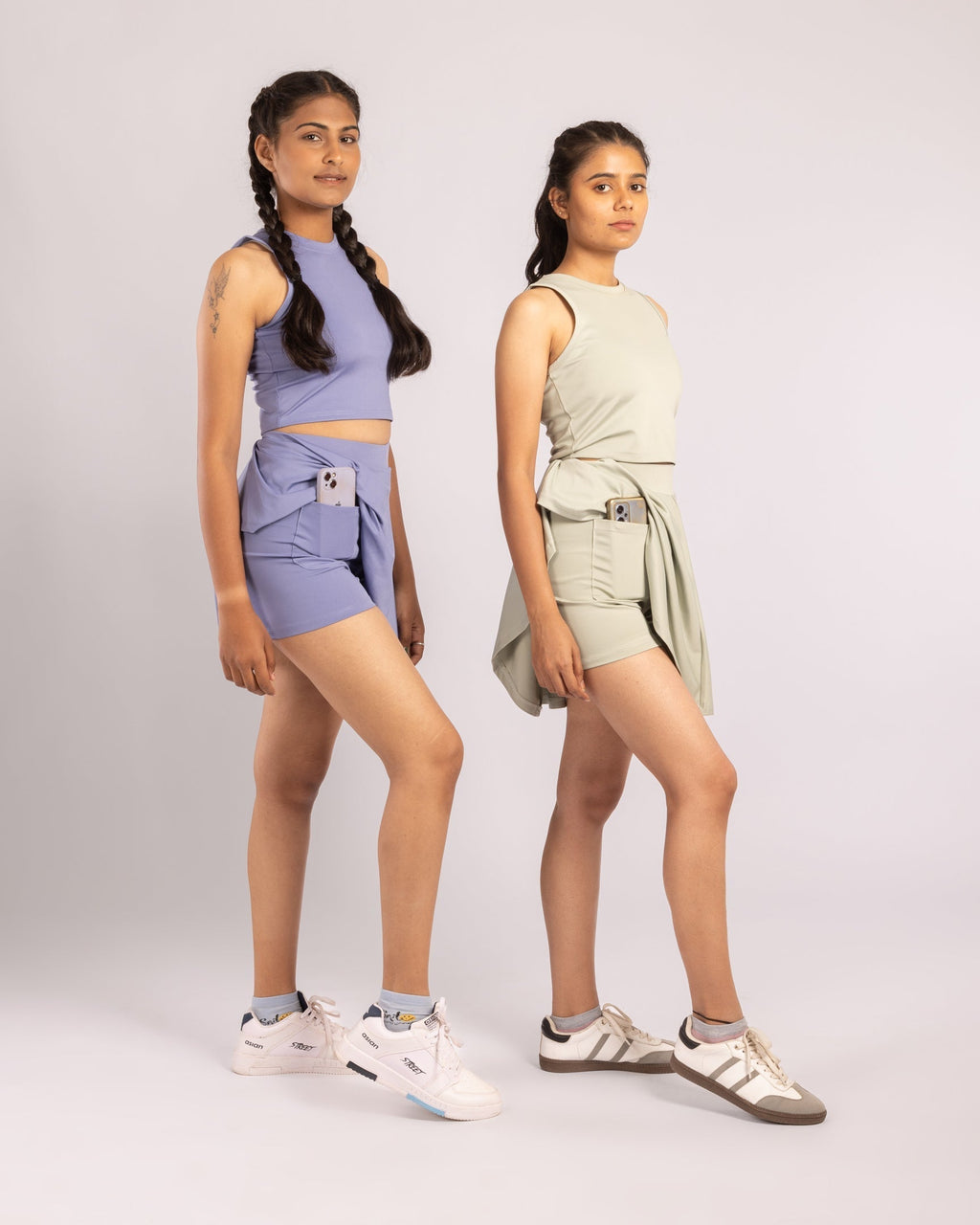 The Veronica 2-in-1 High-Waisted Active Skort Set - Powder Blue