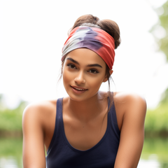 Tie Dye Hair Band : Crimson Blue Shade