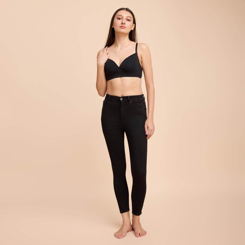 SOIE Woman - Lightly Padded Non wired Full Coverage Cotton T-shirt Bra with Lace Trim - Bra -for Women