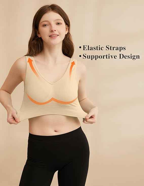 Pack Of 2 Womens Fashion Sports Bra | Seamless, Padded, Non-Wired Gym & Yoga Bra | High Support, Comfortable Everyday Bralette