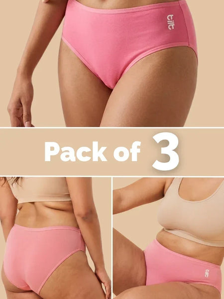 3 Pack - Pink Bamboo Absorbent Underwear