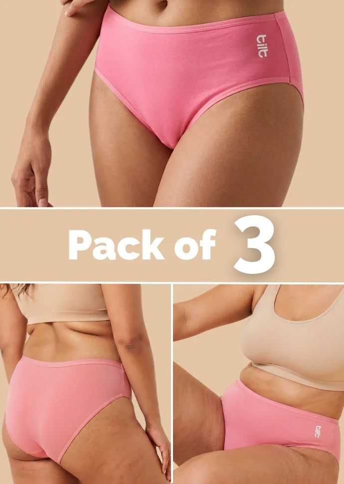 3 Pack - Pink Bamboo Absorbent Underwear