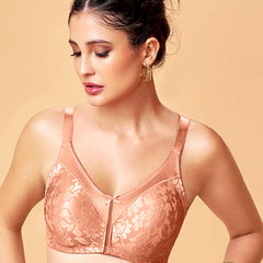 MAROON Nude Collection Seamless Non-Padded Non-wired Full Coverage Silhouette With Comfort Straps Breathable Microfiber Blend Women Minimizer Bra. Rose Satin
