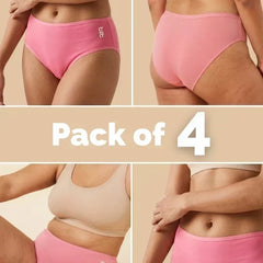 4 Pack - Pink Bamboo Absorbent Underwear