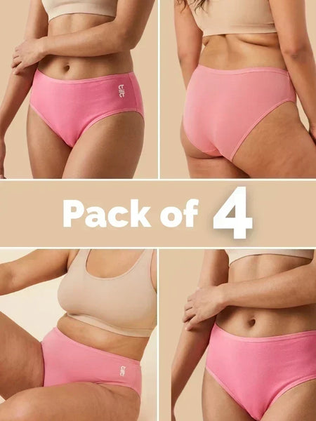 4 Pack - Pink Bamboo Absorbent Underwear