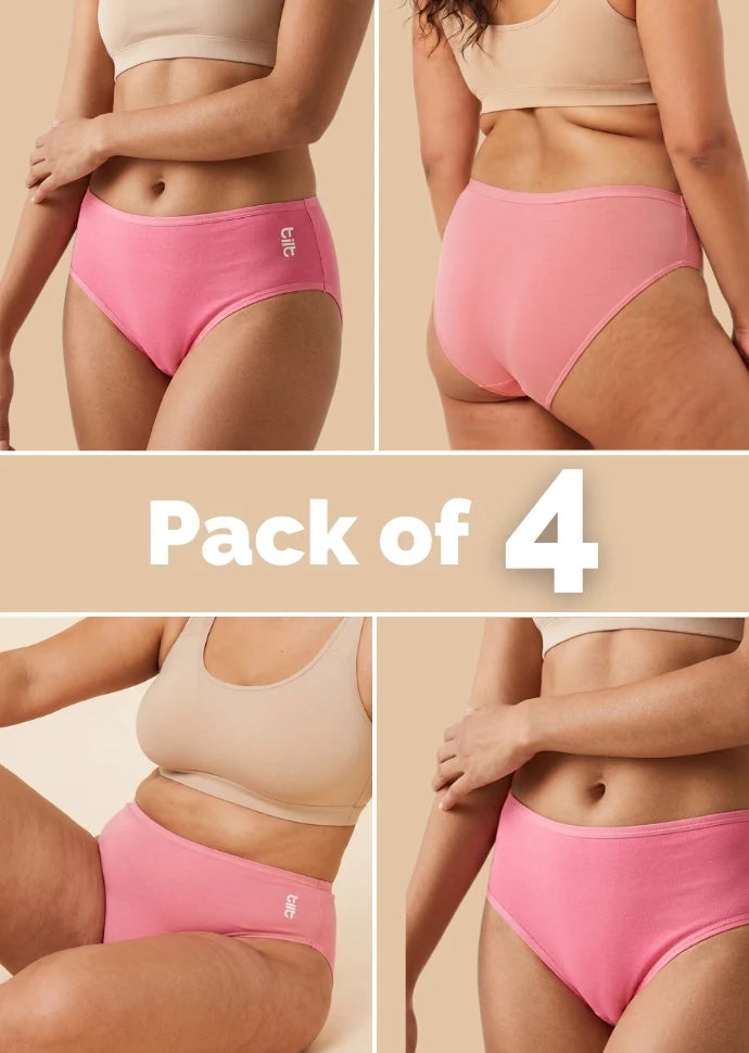 4 Pack - Pink Bamboo Absorbent Underwear