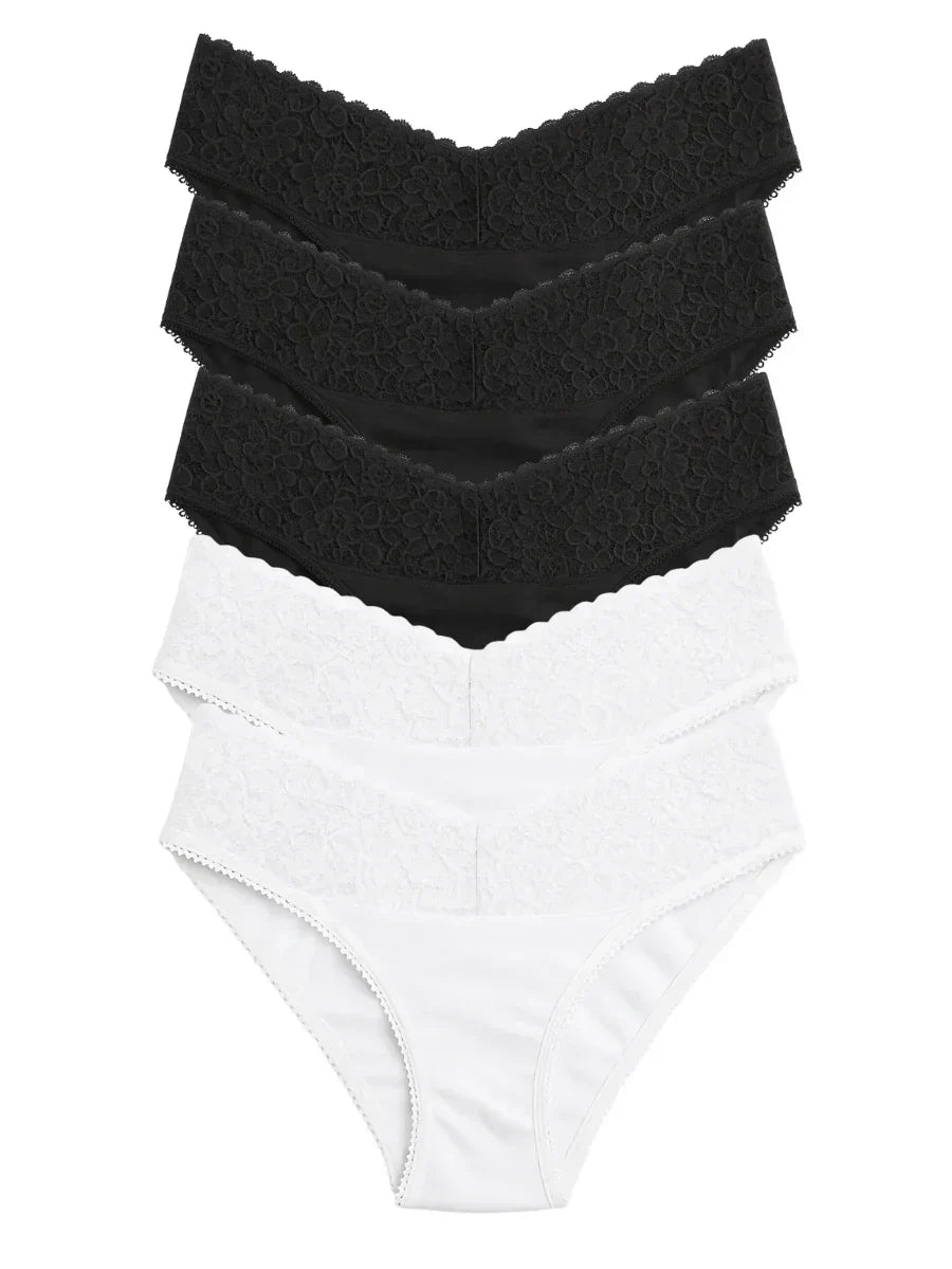Mid Waist Bikini Panty with Lace (Pack of 5)