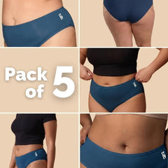 5 Pack - Blue Bamboo Absorbent Underwear