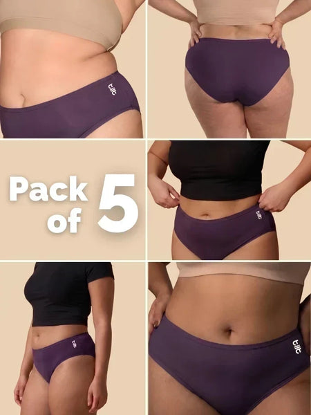 5 Pack - Violet Bamboo Absorbent Underwear