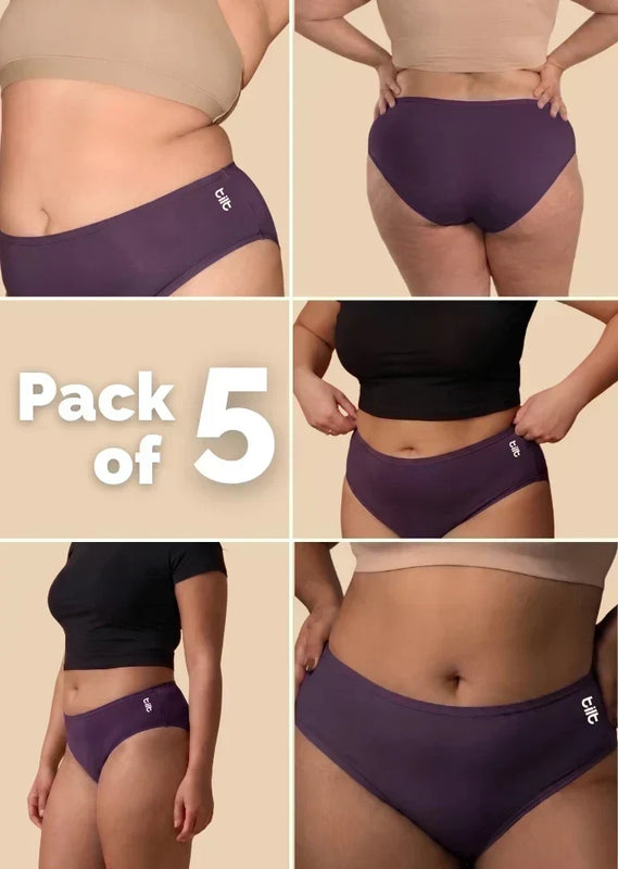 5 Pack - Violet Bamboo Absorbent Underwear