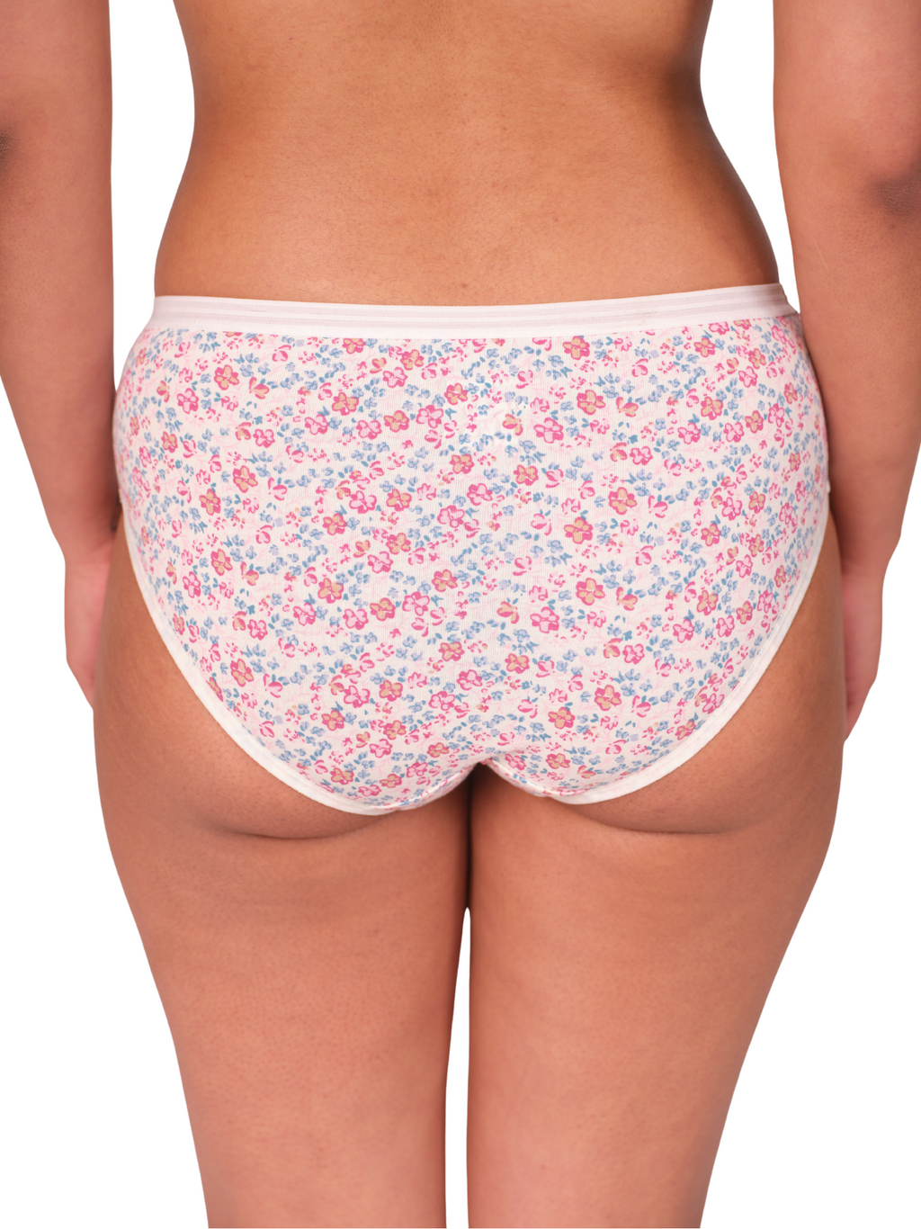 Mid Waist Hipster Panty Bundle Floral Print With Outer Elastic- White (Pack Of 3)