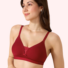 Cove Everyday Cotton Bra – Lightly Padded, Wire-Free, Lace Front, Designer Straps & Full Support Underband