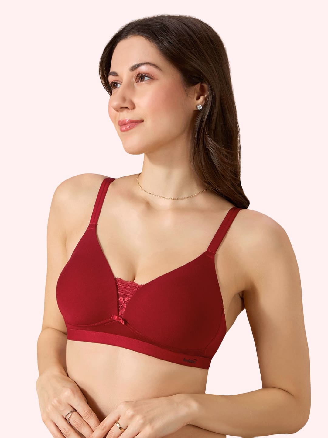 Cove Everyday Cotton Bra – Lightly Padded, Wire-Free, Lace Front, Designer Straps & Full Support Underband