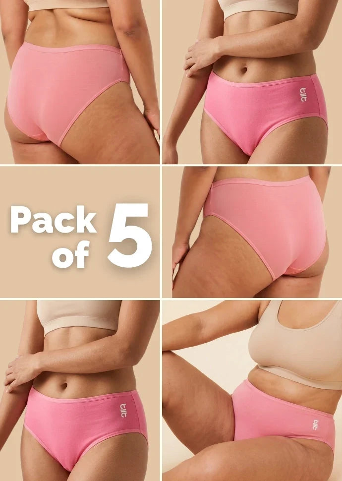 5 Pack - Pink Bamboo Absorbent Underwear