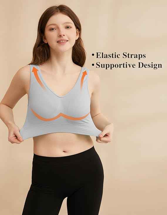 Pack Of 2 Womens Fashion Sports Bra | Seamless, Padded, Non-Wired Gym & Yoga Bra | High Support, Comfortable Everyday Bralette
