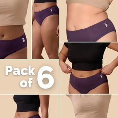 6 Pack - Violet Bamboo Absorbent Underwear